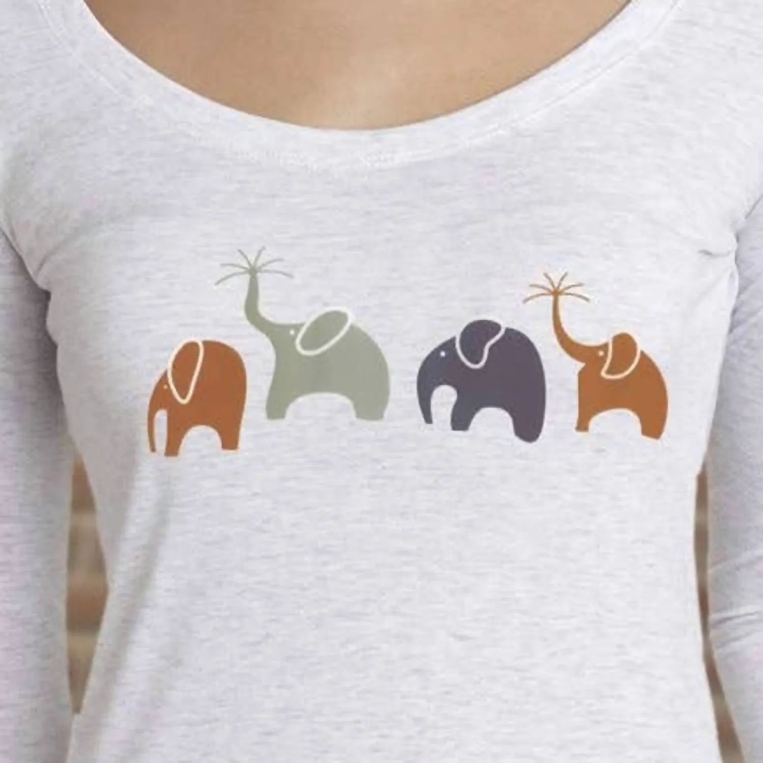Alley Designs - Happy Elephant Family Scoop Neck T-shirt