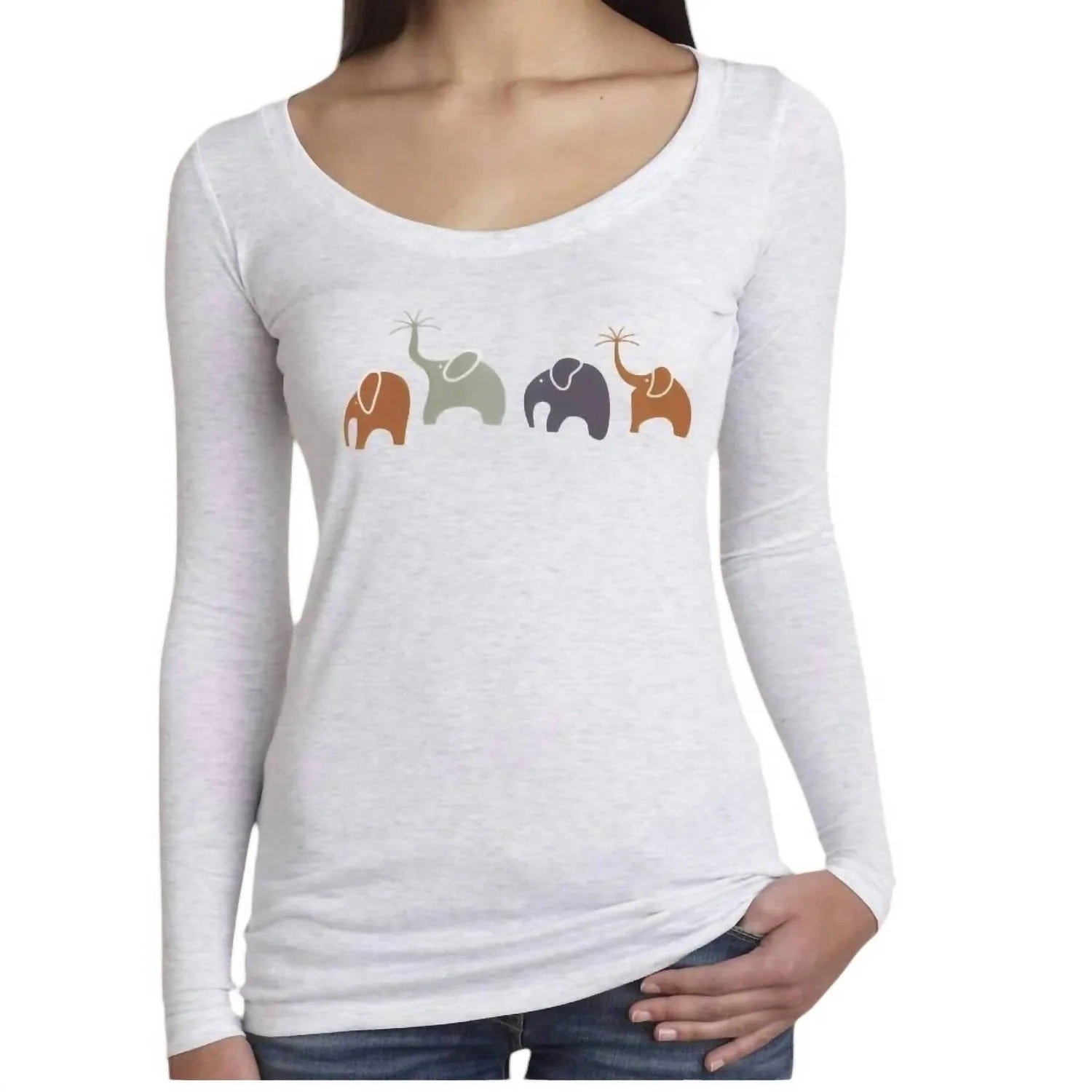 Alley Designs - Happy Elephant Family Scoop Neck T-shirt
