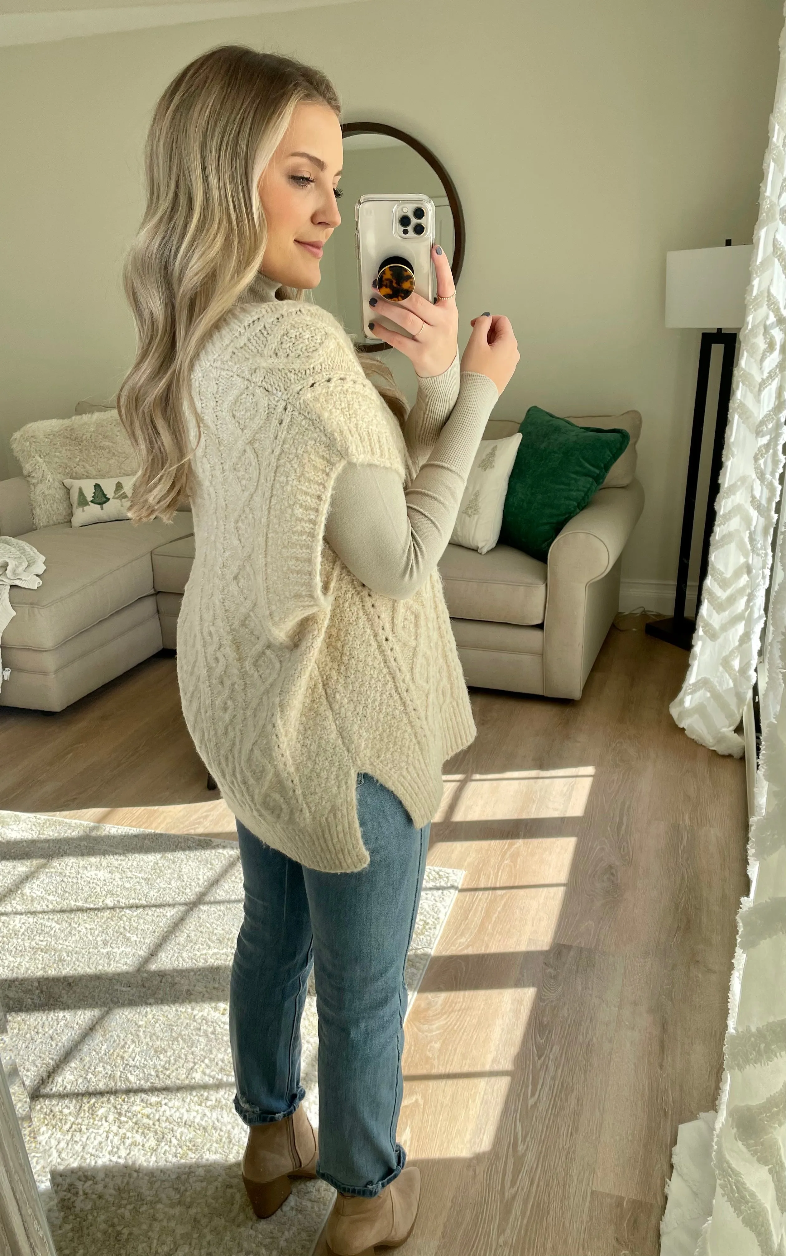 Cable Knit Oversized Sweater Vest