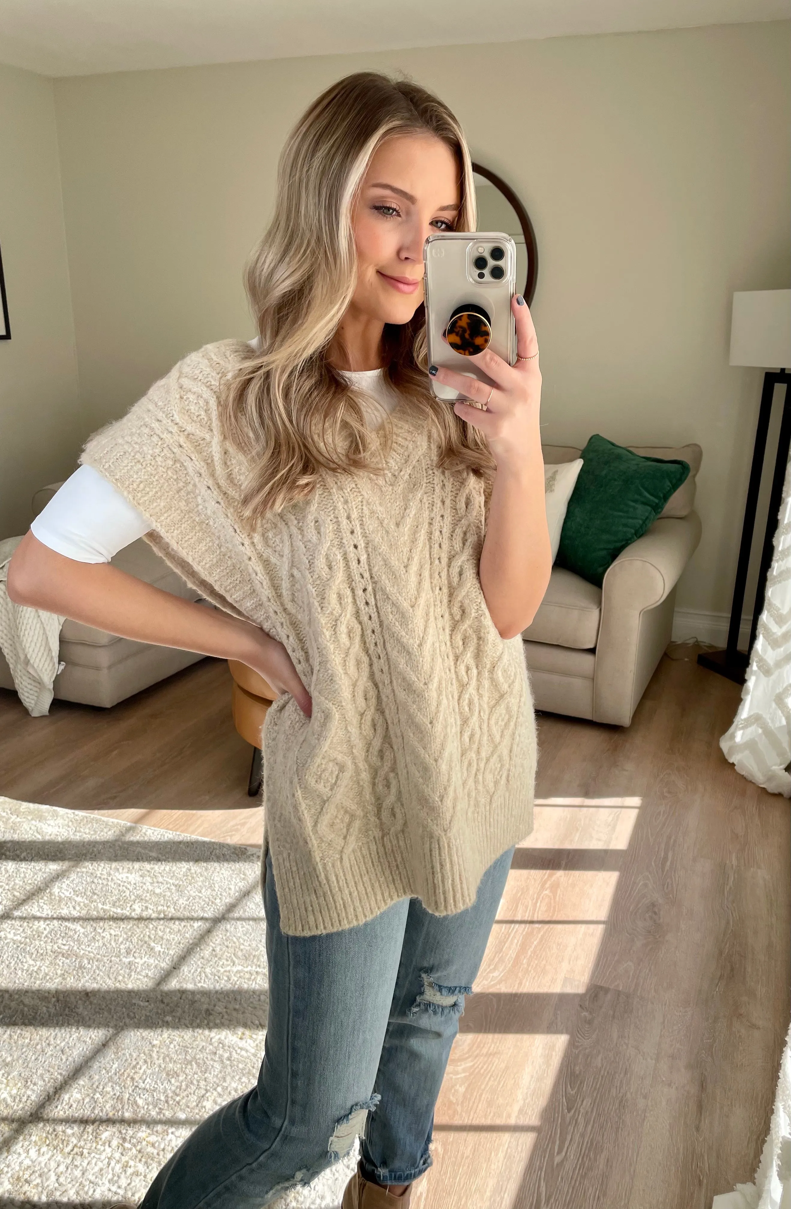 Cable Knit Oversized Sweater Vest