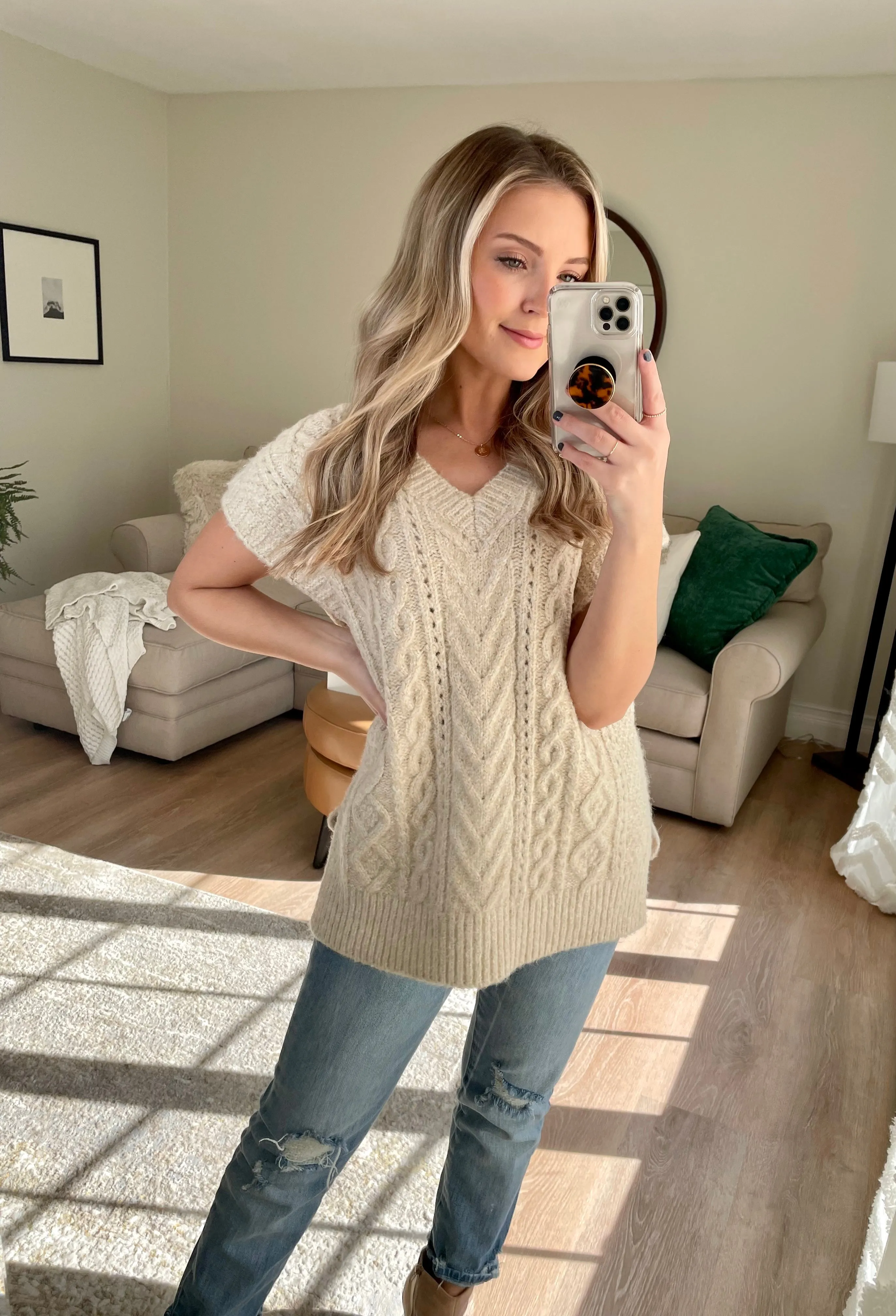 Cable Knit Oversized Sweater Vest