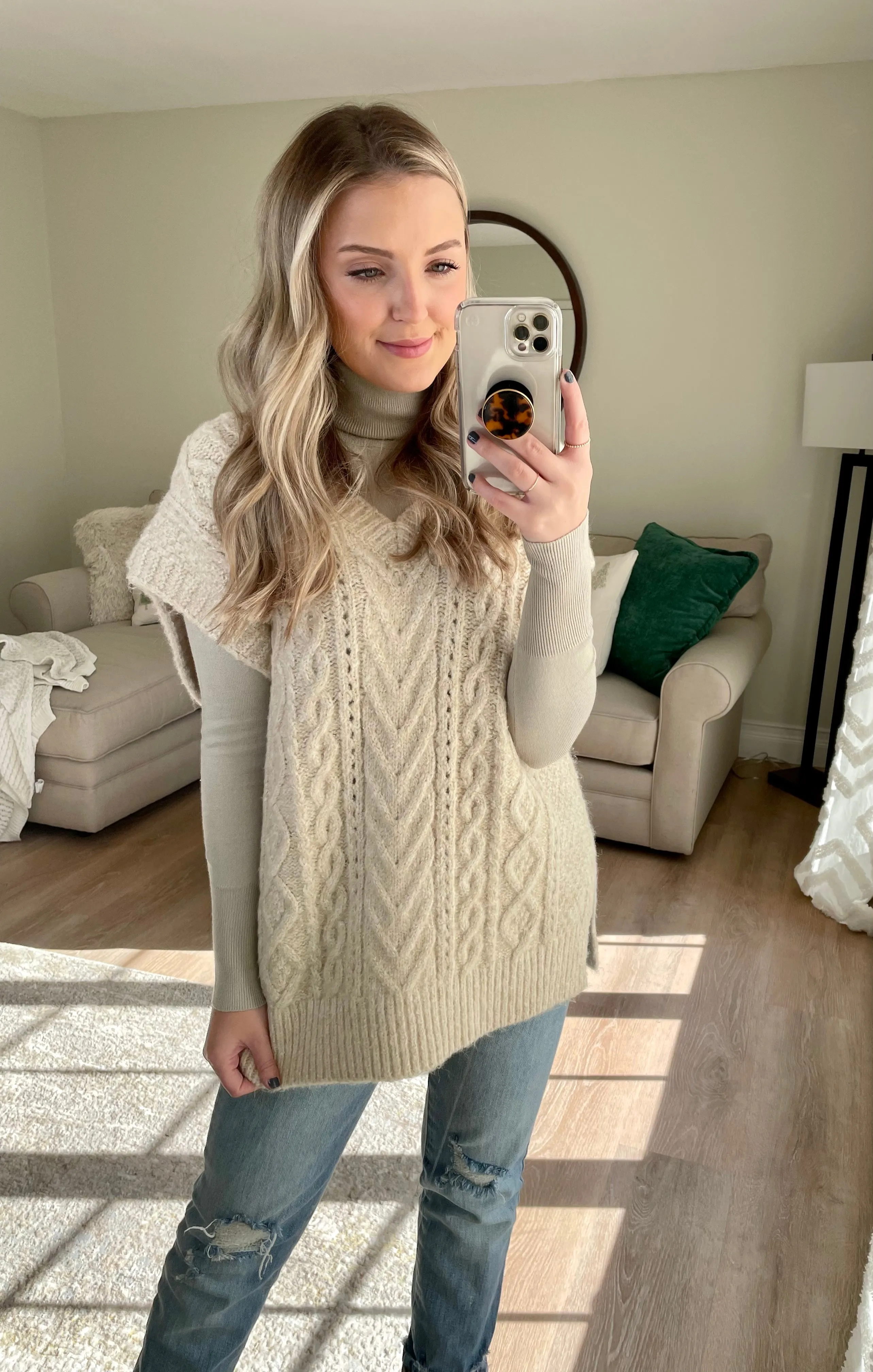 Cable Knit Oversized Sweater Vest