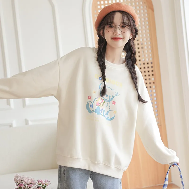 Japanese College-Style Bear Cartoon Hoodies