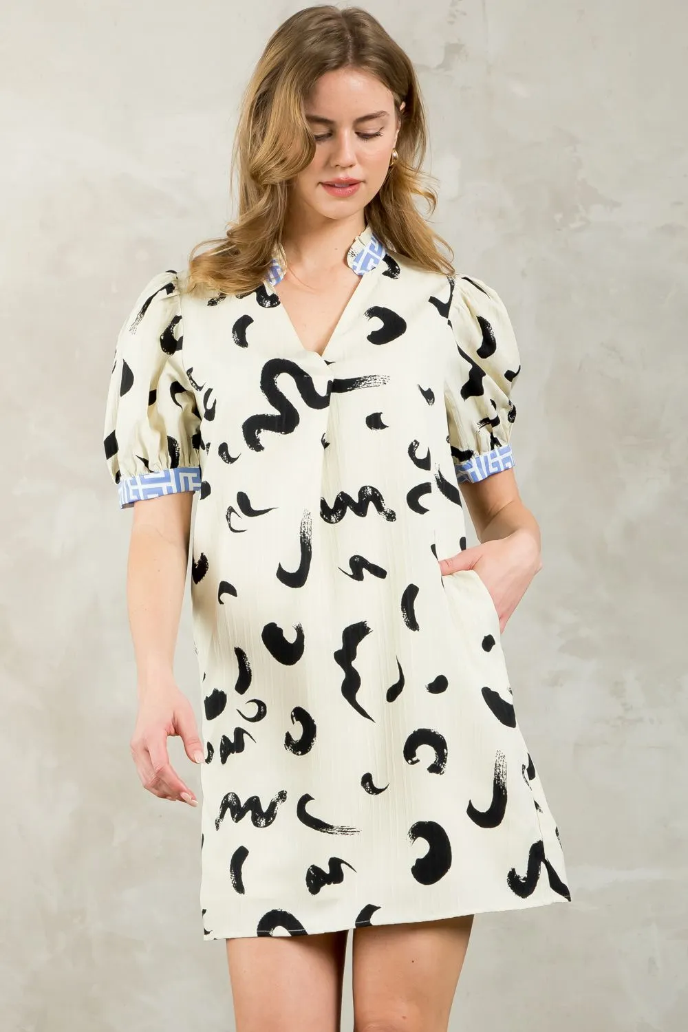Puff Sleeve Print Midi Dress by THML - FINAL SALE