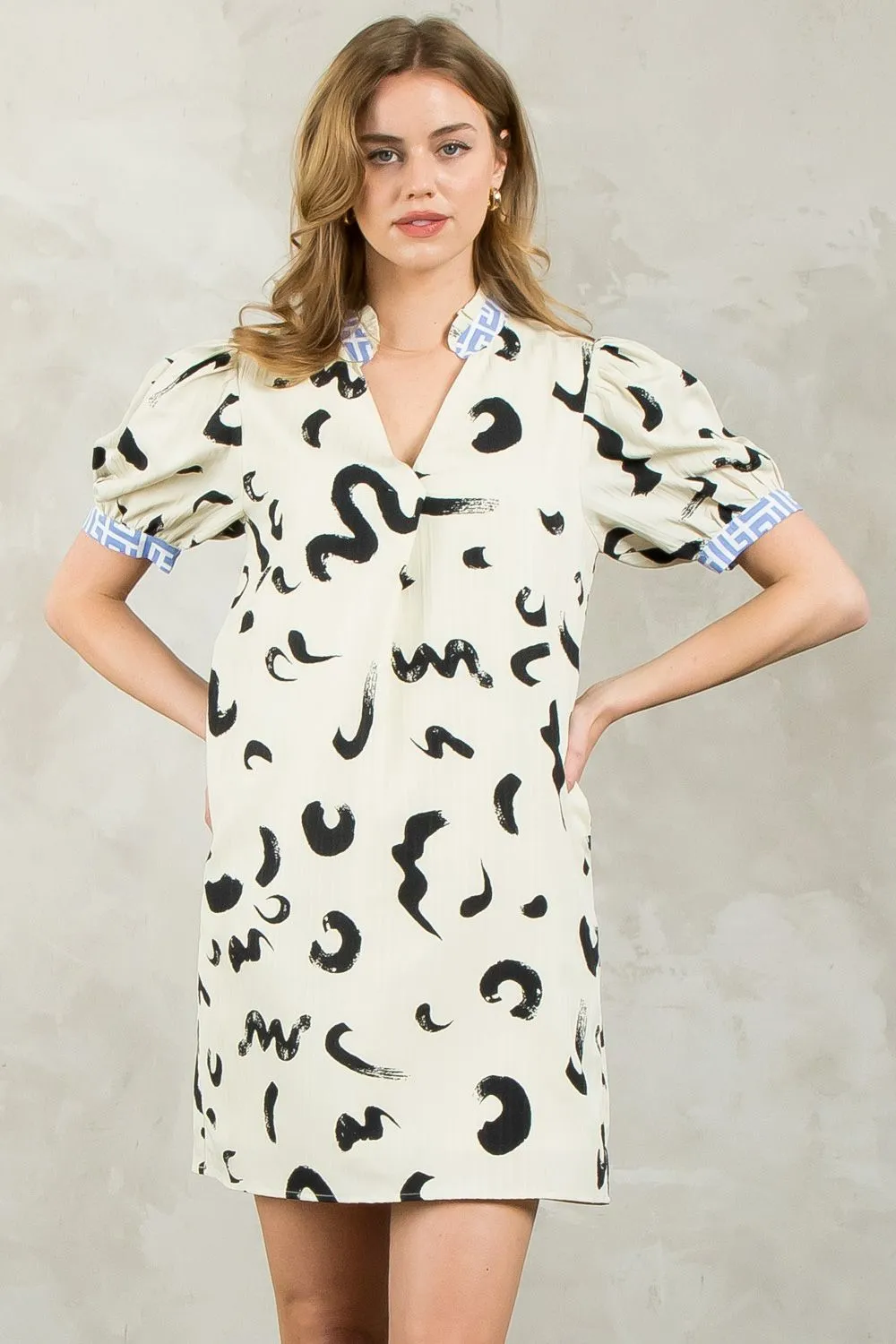 Puff Sleeve Print Midi Dress by THML - FINAL SALE