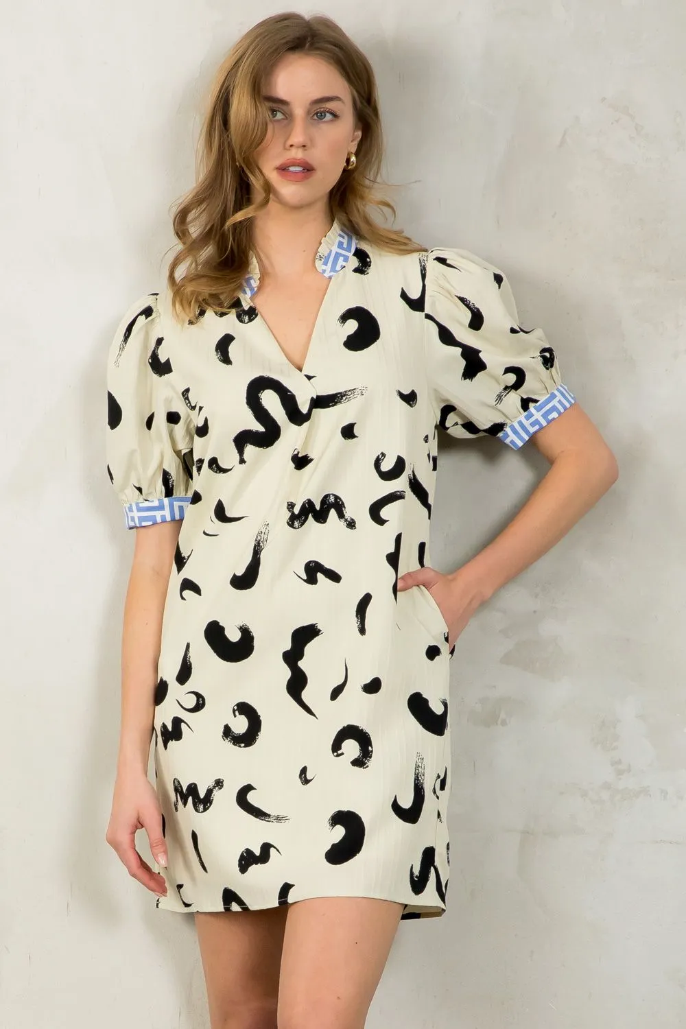 Puff Sleeve Print Midi Dress by THML - FINAL SALE