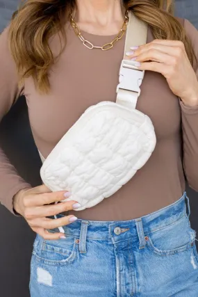 Quilted Puffer Sling Belt Fanny Bum Bag with Adjustable Strap
