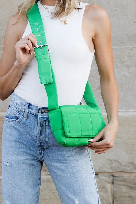 Simple Classic Quilted Puffer Design Foldover Crossbody Bag